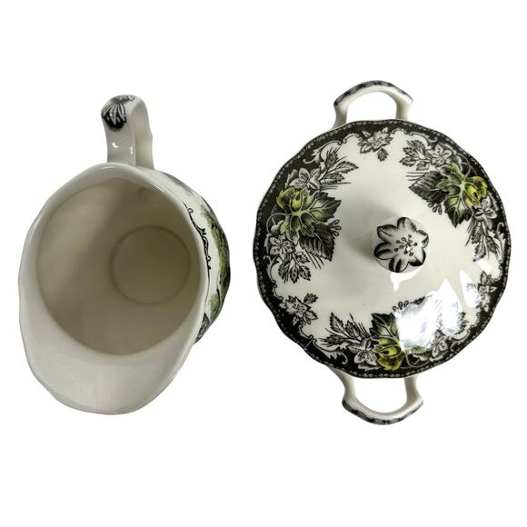 Johnson Bros Friendly Village England Vintage Creamer & Sugar Bowl w/Lid - Picture 5 of 11